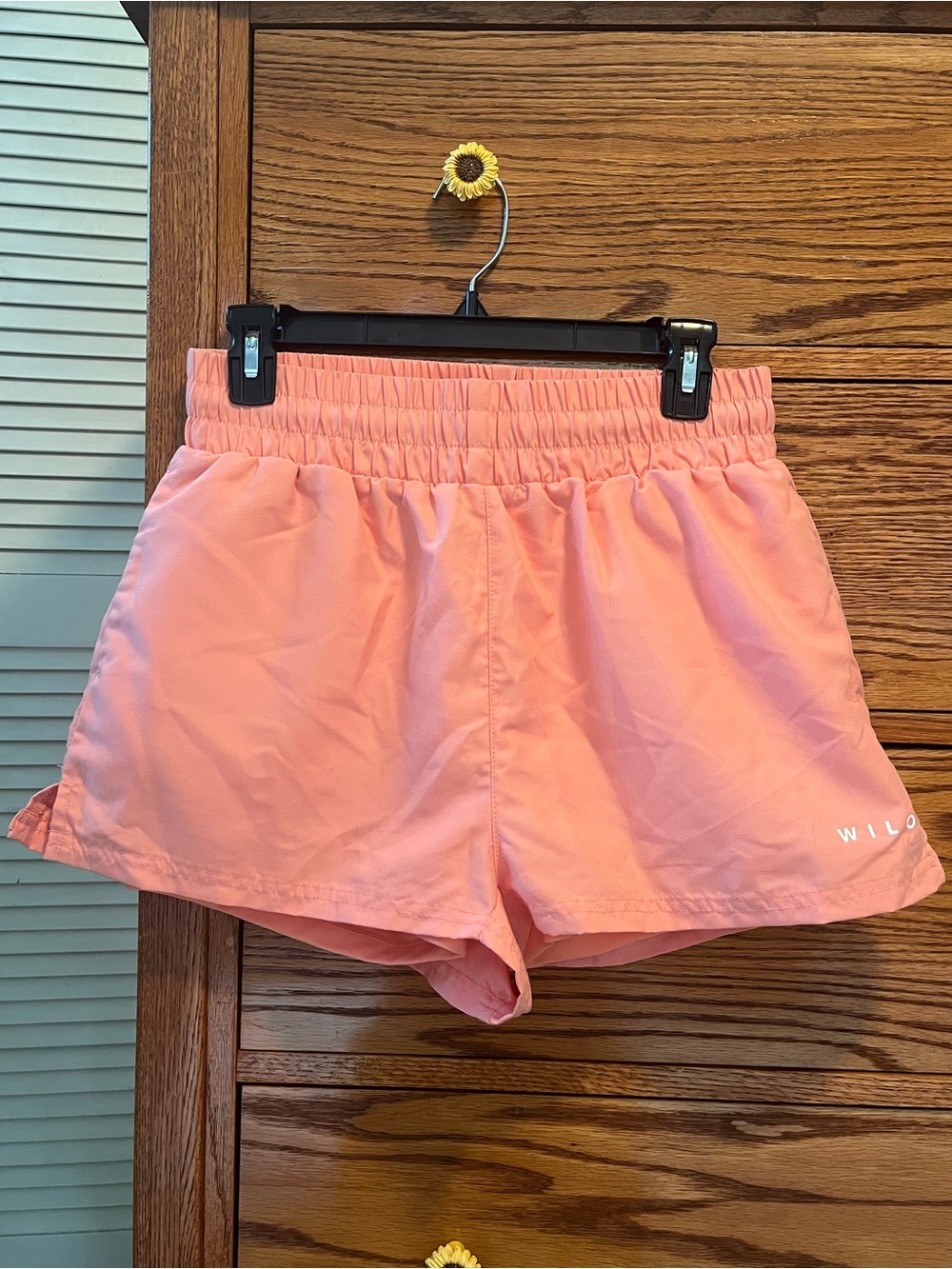 Women's Elastic Waist Peach Athletic Shorts